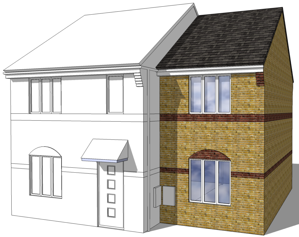 Existing ground floor plan at 1:100 — anonymised sample, London rear extension