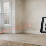 Laser measure and tablet recording a measured survey of a London room